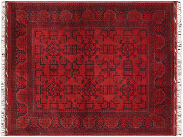 handmade Tribal Biljik Khal Muhammadi Drk. Red Drk. Blue Hand Knotted RECTANGLE 100% WOOL area rug 5x6